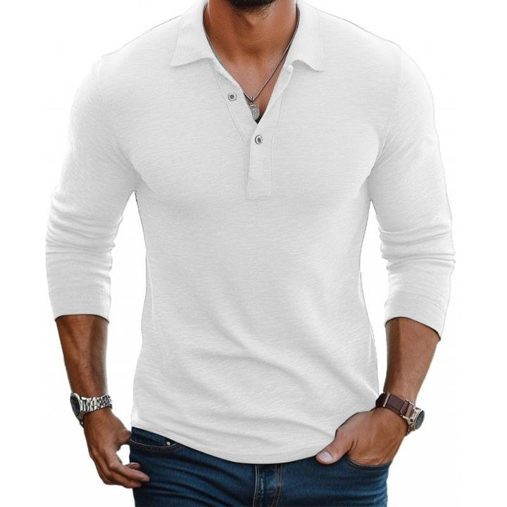 Étienne | Polo Manches Longues Slim Fit Homme Col Boutonné