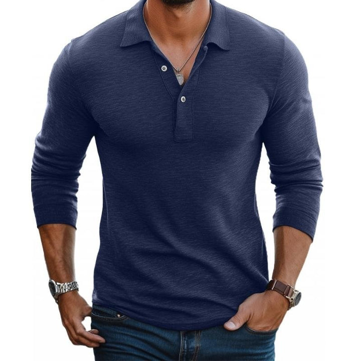 Étienne | Polo Manches Longues Slim Fit Homme Col Boutonné