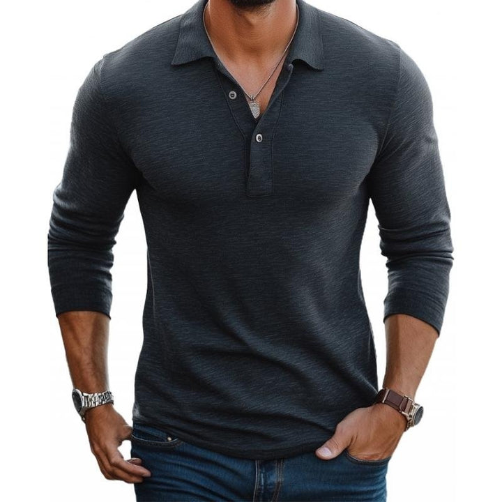 Étienne | Polo Manches Longues Slim Fit Homme Col Boutonné