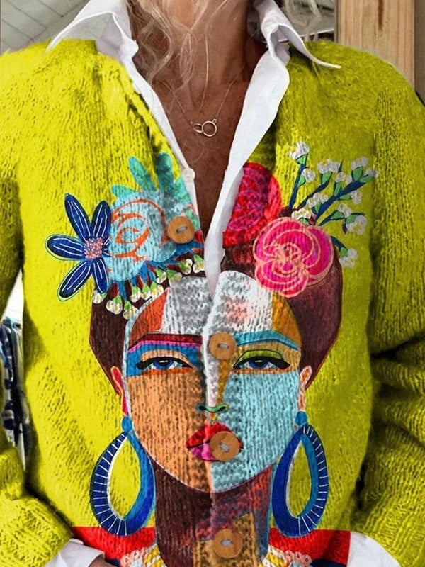 Florence | Gilet Grosse Maille Femme Imprimé Floral Boutons