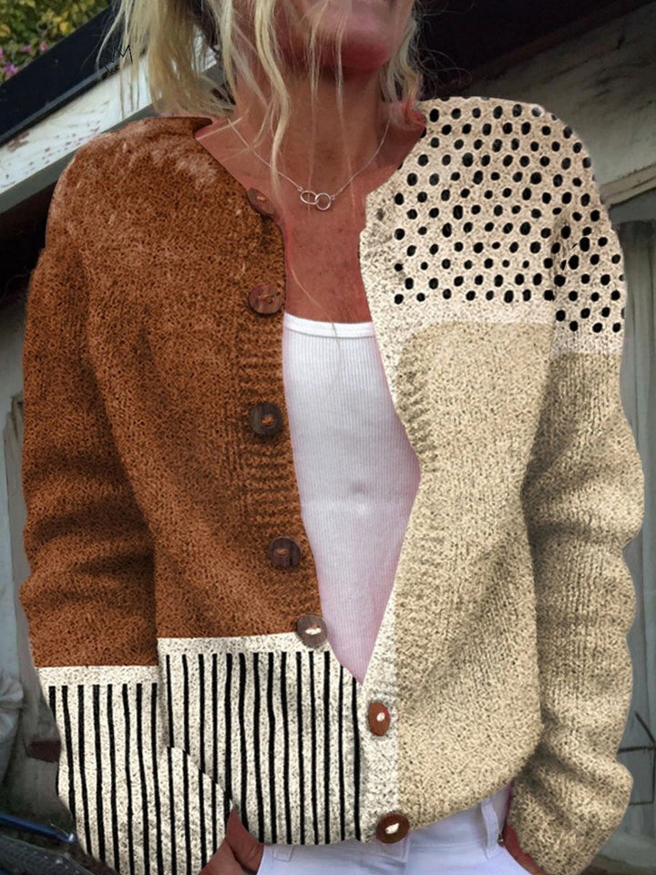 Florence | Gilet Grosse Maille Femme Imprimé Floral Boutons