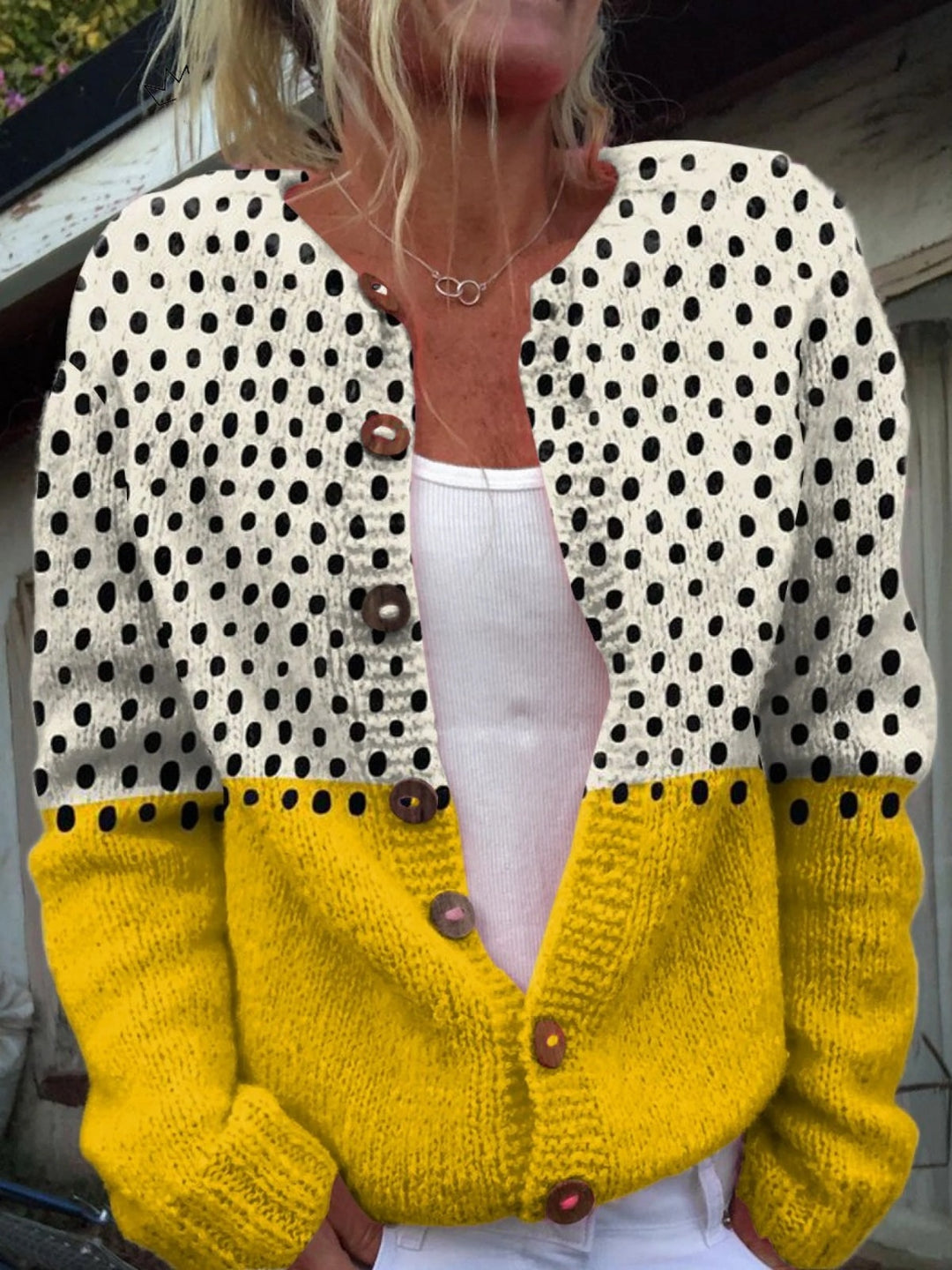 Florence | Gilet Grosse Maille Femme Imprimé Floral Boutons