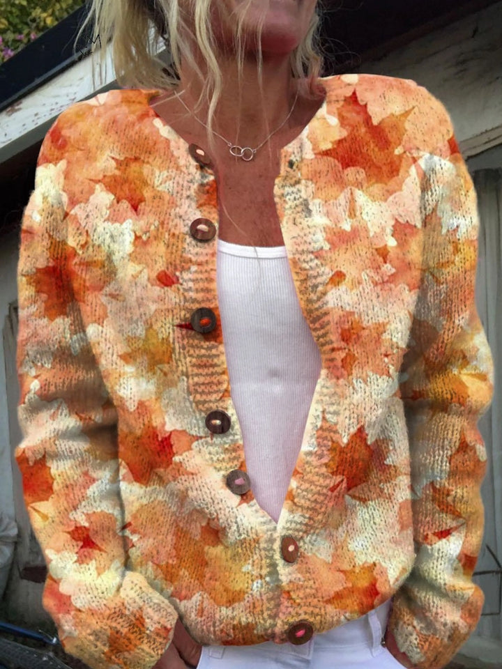 Florence | Gilet Grosse Maille Femme Imprimé Floral Boutons