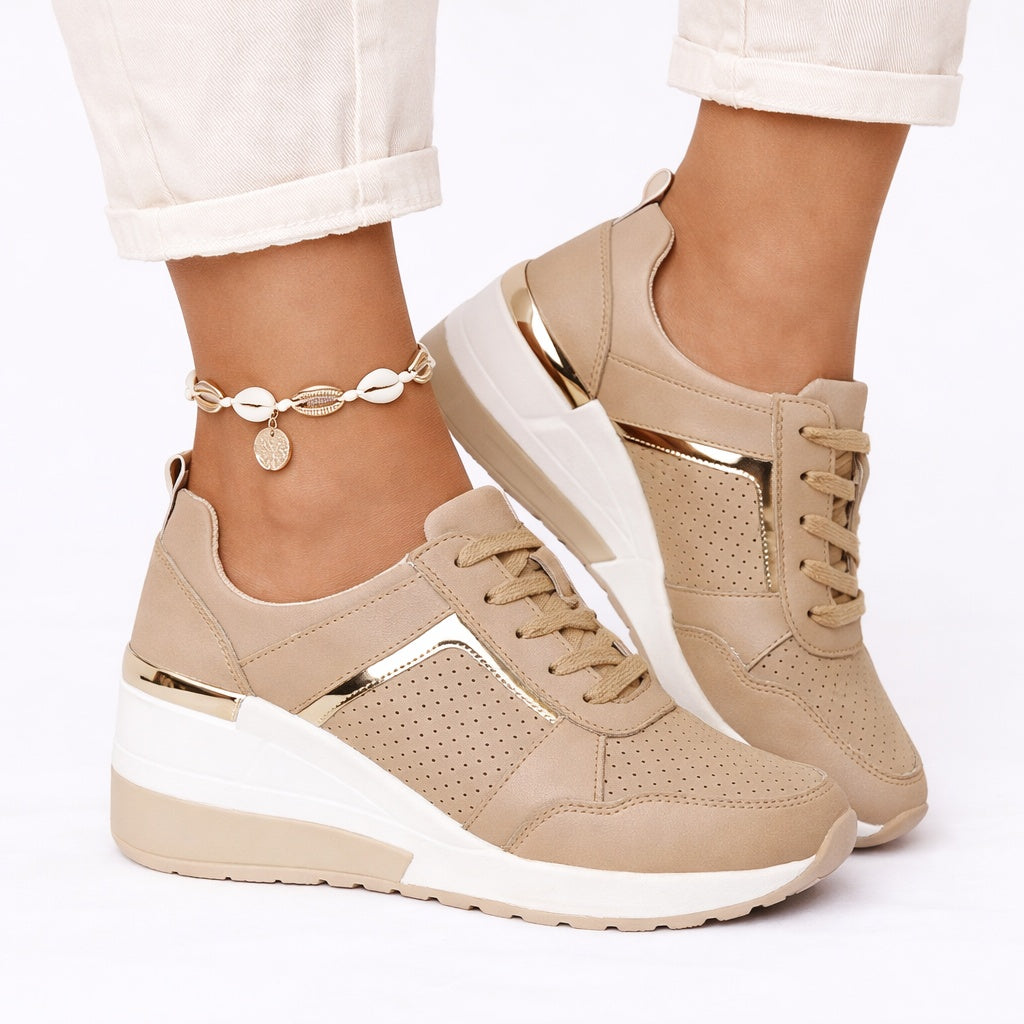 Florence | Sneakers Compensées Lacets Femme Semelle Plateforme