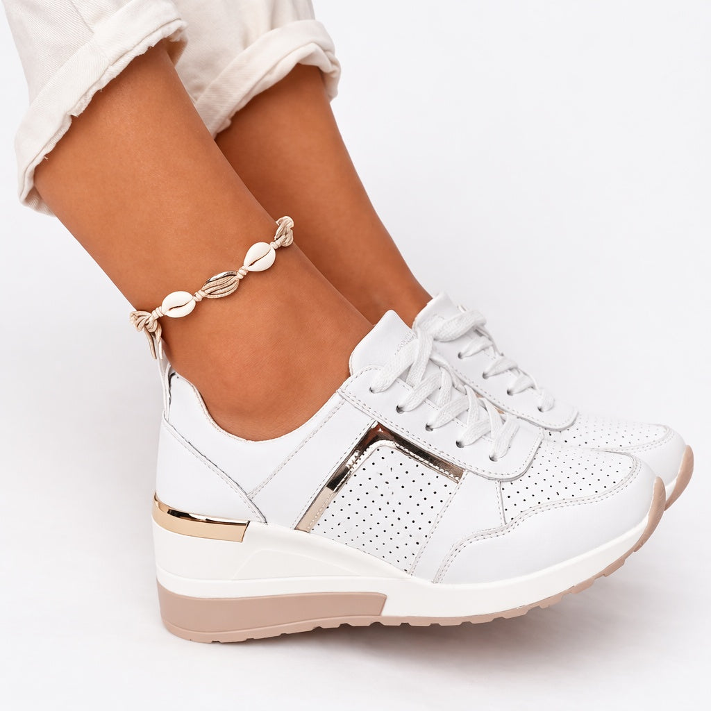 Florence | Sneakers Compensées Lacets Femme Semelle Plateforme