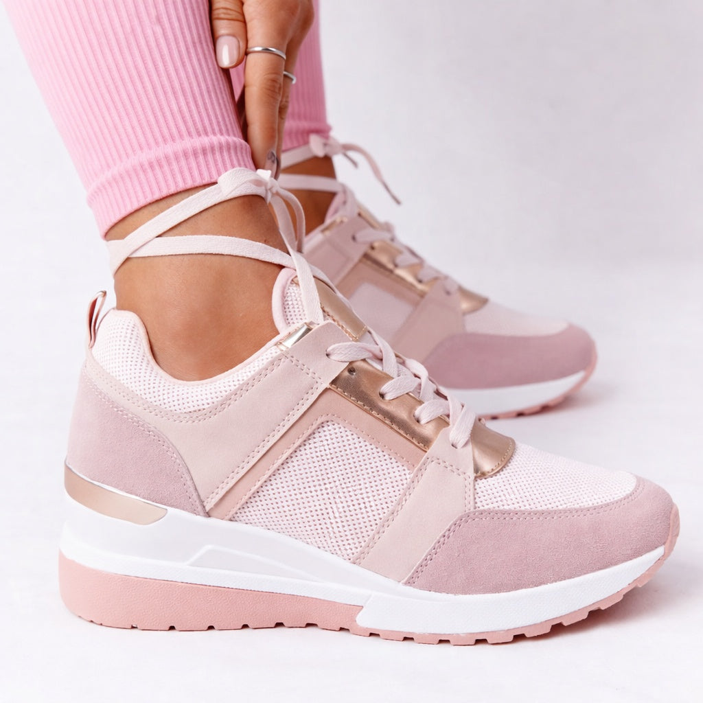 Florence | Sneakers Compensées Lacets Femme Semelle Plateforme