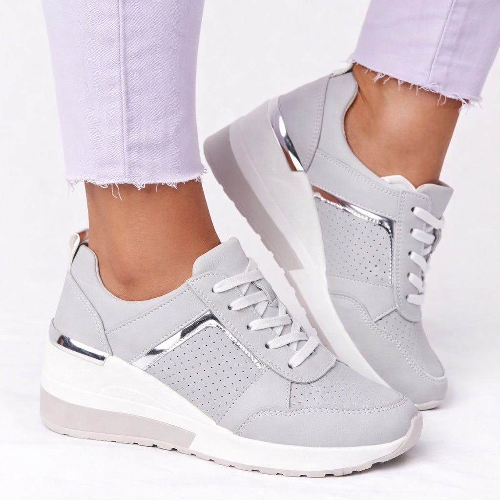 Florence | Sneakers Compensées Lacets Femme Semelle Plateforme