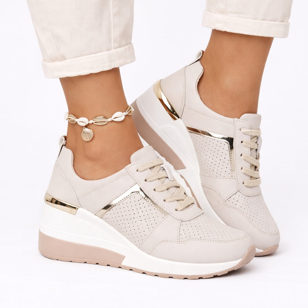 Florence | Sneakers Compensées Lacets Femme Semelle Plateforme