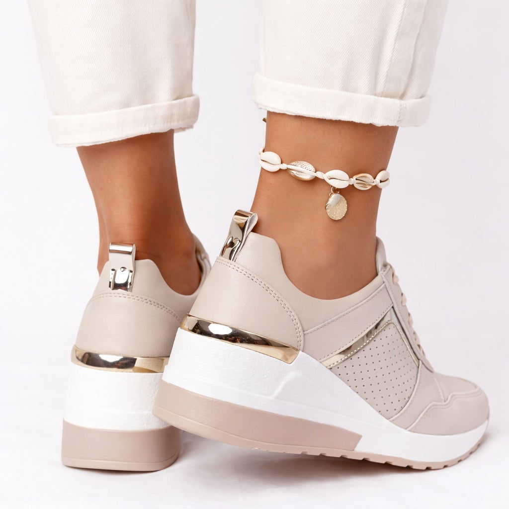 Florence | Sneakers Compensées Lacets Femme Semelle Plateforme