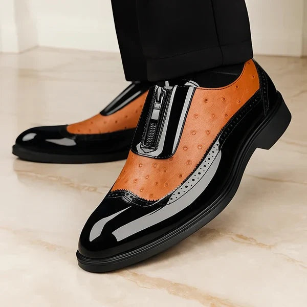 Florian | Oxford Richelieu Homme Cuir d'Autruche Fermeture Éclair