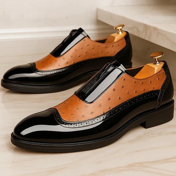 Florian | Oxford Richelieu Homme Cuir d'Autruche Fermeture Éclair