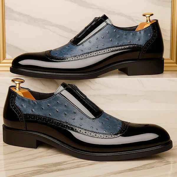 Florian | Oxford Richelieu Homme Cuir d'Autruche Fermeture Éclair