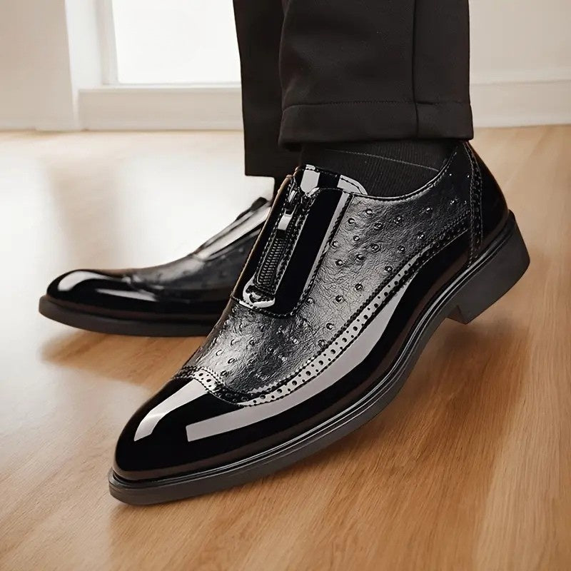 Florian | Oxford Richelieu Homme Cuir d'Autruche Fermeture Éclair