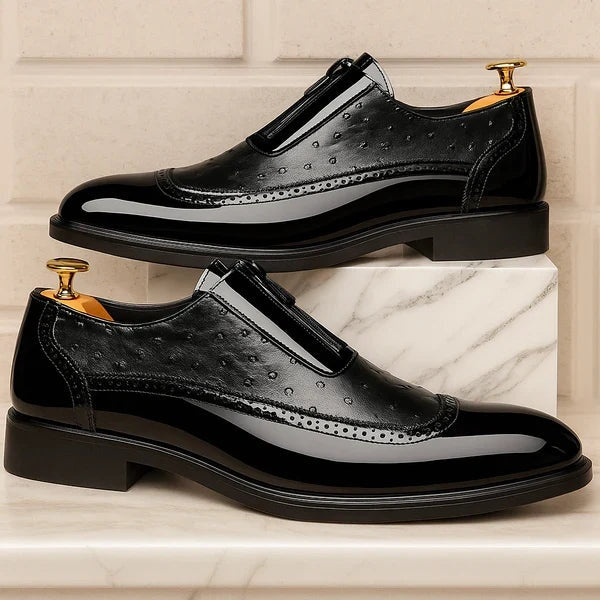 Florian | Oxford Richelieu Homme Cuir d'Autruche Fermeture Éclair