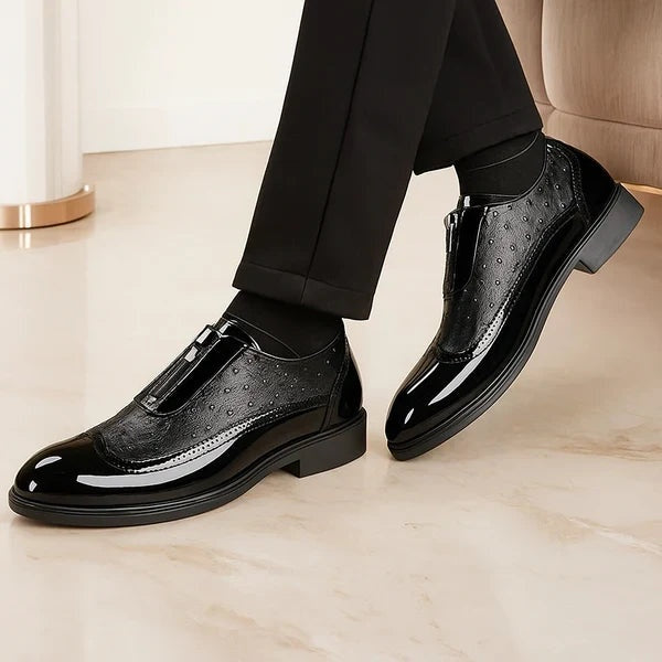 Florian | Oxford Richelieu Homme Cuir d'Autruche Fermeture Éclair
