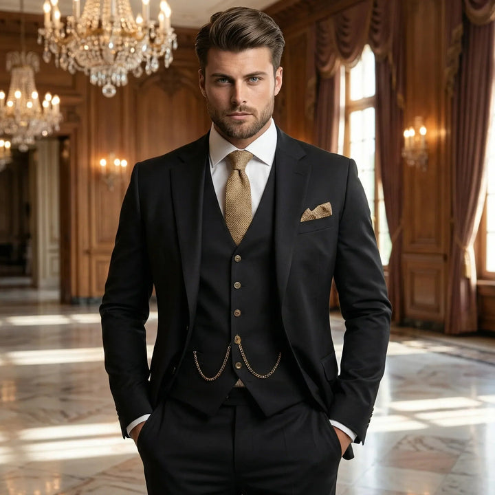 Gabriel | Costume Trois Pièces Slim Fit Homme Gilet Chaîne