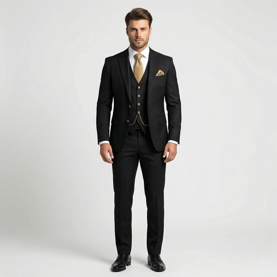 Gabriel | Costume Trois Pièces Slim Fit Homme Gilet Chaîne