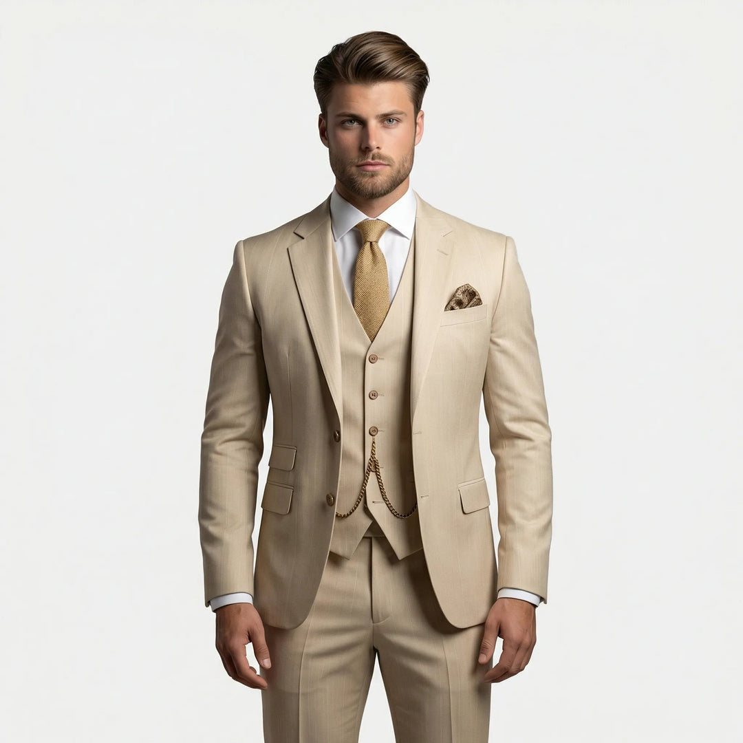 Gabriel | Costume Trois Pièces Slim Fit Homme Gilet Chaîne