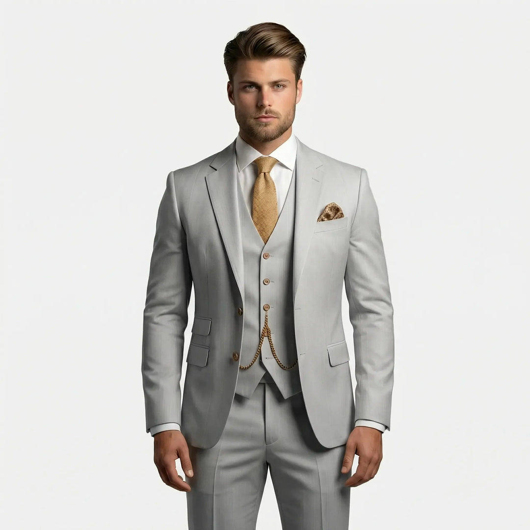 Gabriel | Costume Trois Pièces Slim Fit Homme Gilet Chaîne