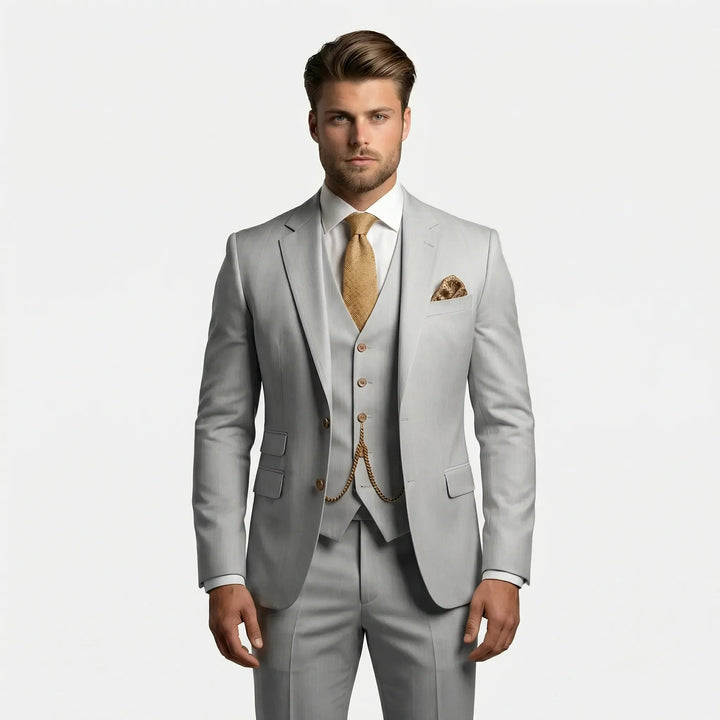 Gabriel | Costume Trois Pièces Slim Fit Homme Gilet Chaîne