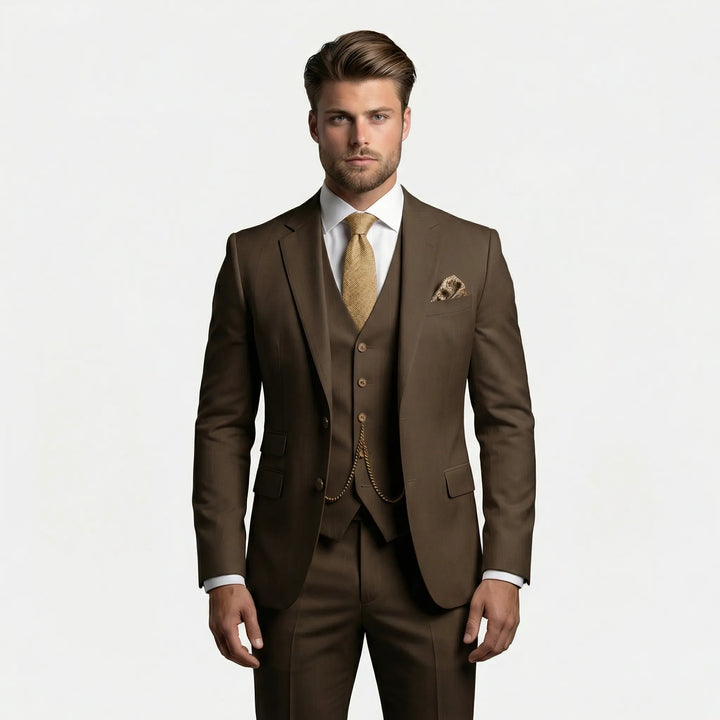 Gabriel | Costume Trois Pièces Slim Fit Homme Gilet Chaîne