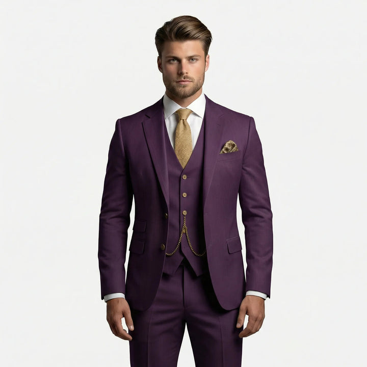 Gabriel | Costume Trois Pièces Slim Fit Homme Gilet Chaîne