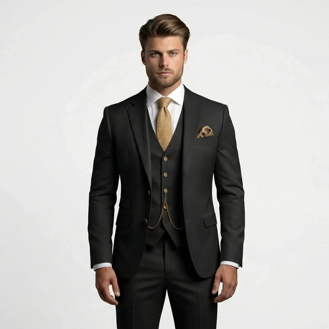 Gabriel | Costume Trois Pièces Slim Fit Homme Gilet Chaîne