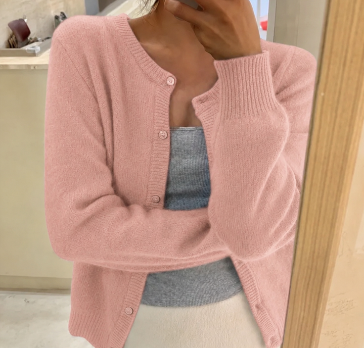 Gabrielle | Cardigan Femme Maille Douce Encolure Ronde Boutons