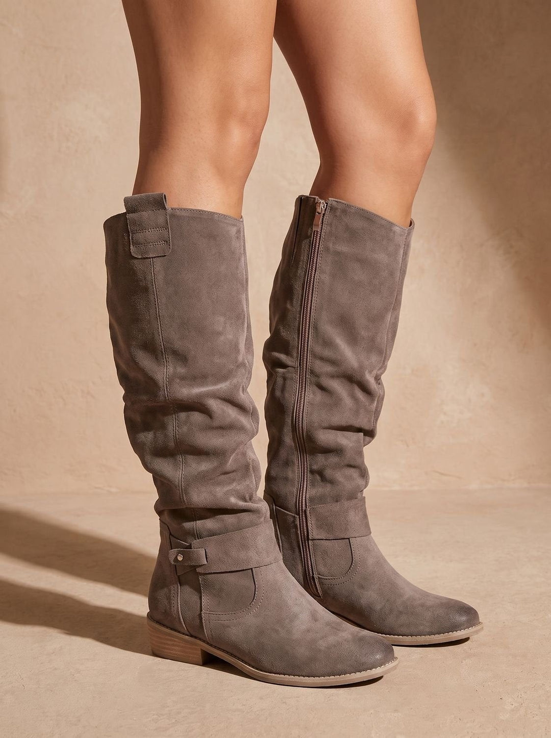 Garance | Bottes Hiver Femme Daim Cuissardes Talon Bloc