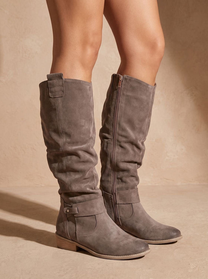 Garance | Bottes Hiver Femme Daim Cuissardes Talon Bloc
