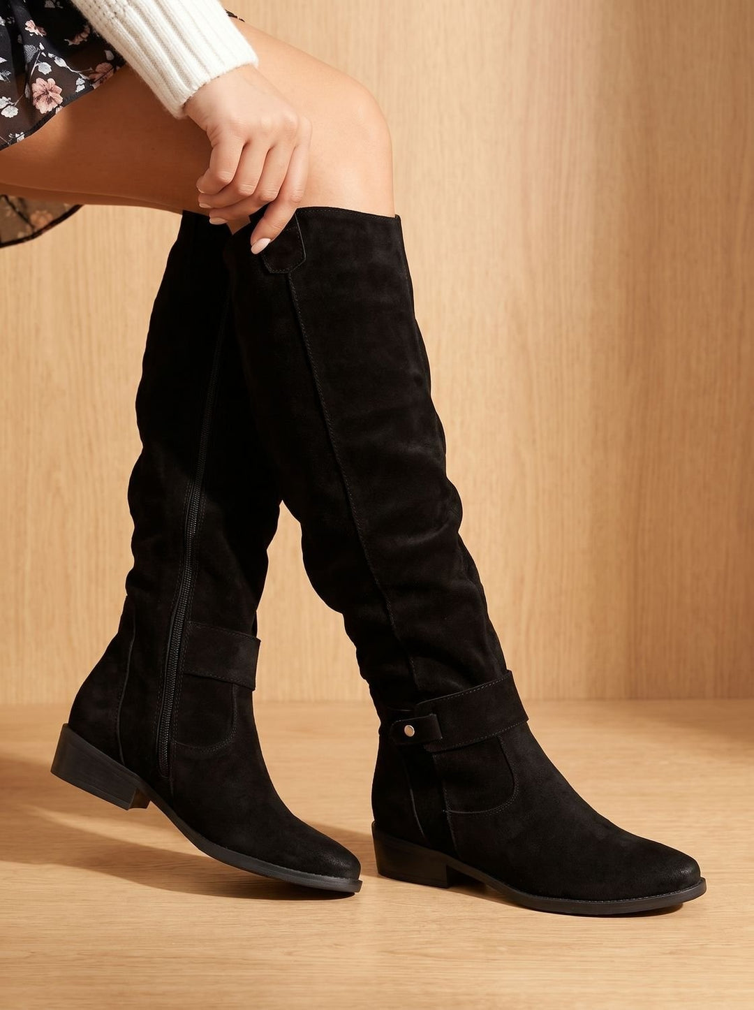 Garance | Bottes Hiver Femme Daim Cuissardes Talon Bloc