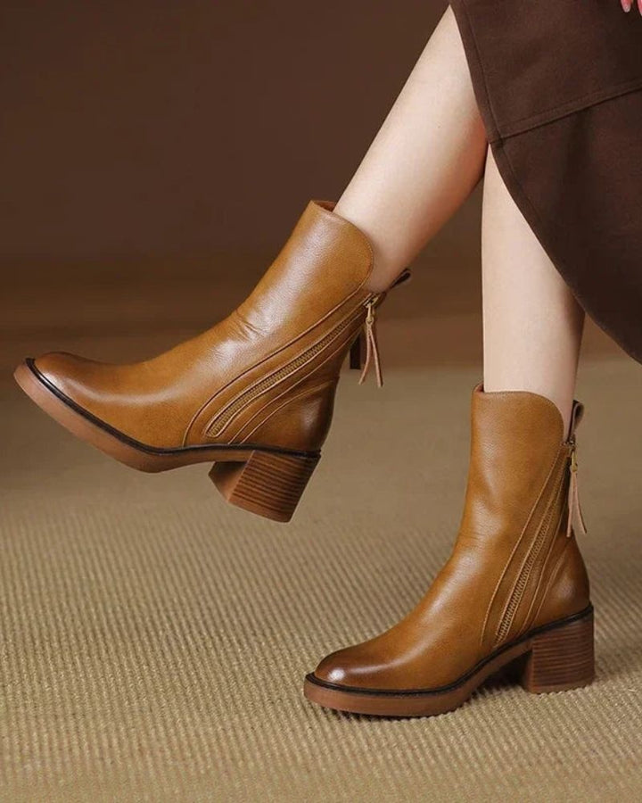 Garance | Bottines Cuir Femme Talon Bloc Zip
