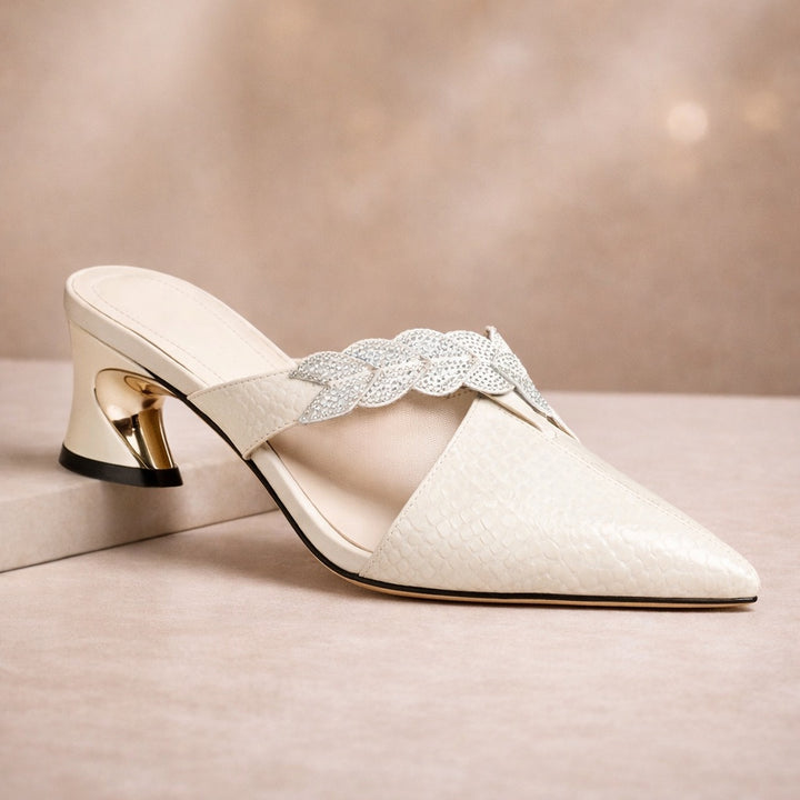 Garance | Escarpins à Talon Sculptural Femme Bout Pointu Cristaux
