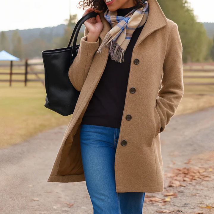 Garance | Manteau en Laine Femme Boutons Chic Coupe Ajustée