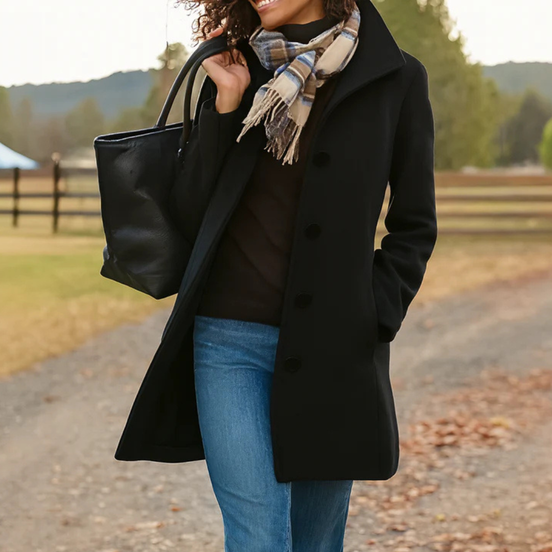 Garance | Manteau en Laine Femme Boutons Chic Coupe Ajustée