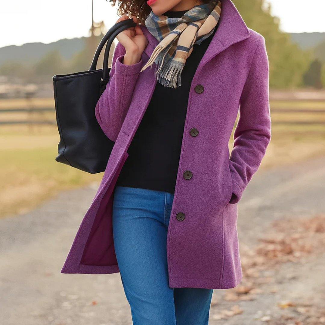Garance | Manteau en Laine Femme Boutons Chic Coupe Ajustée