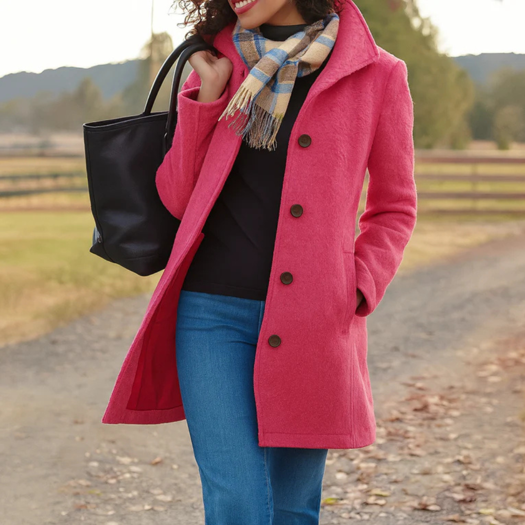 Garance | Manteau en Laine Femme Boutons Chic Coupe Ajustée