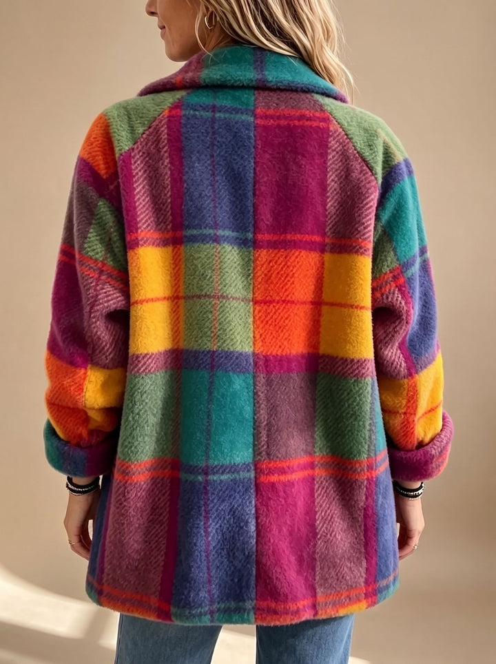 Garance | Manteau Oversize en Polaire à Carreaux Femme Court