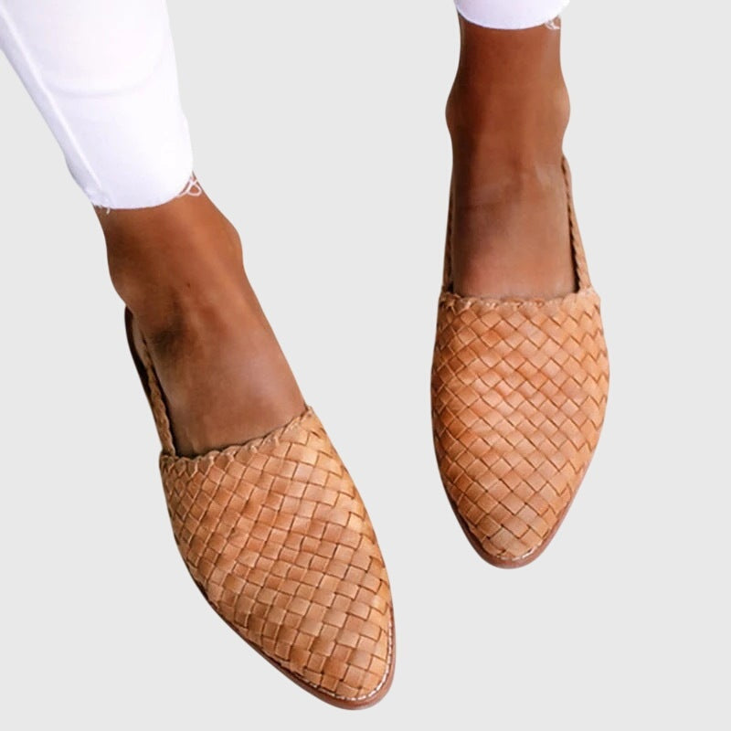 Garance | Mocassin Femme Tressé Loafers Bout Pointu Semelle Plate