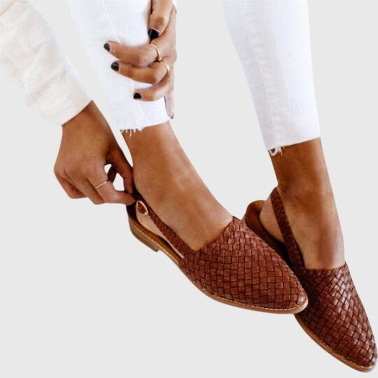 Garance | Mocassin Femme Tressé Loafers Bout Pointu Semelle Plate