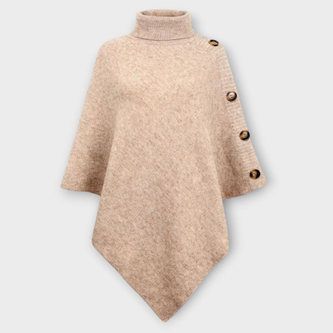 Garance | Poncho en Maille Col Roulé Femme Ourlet Asymétrique
