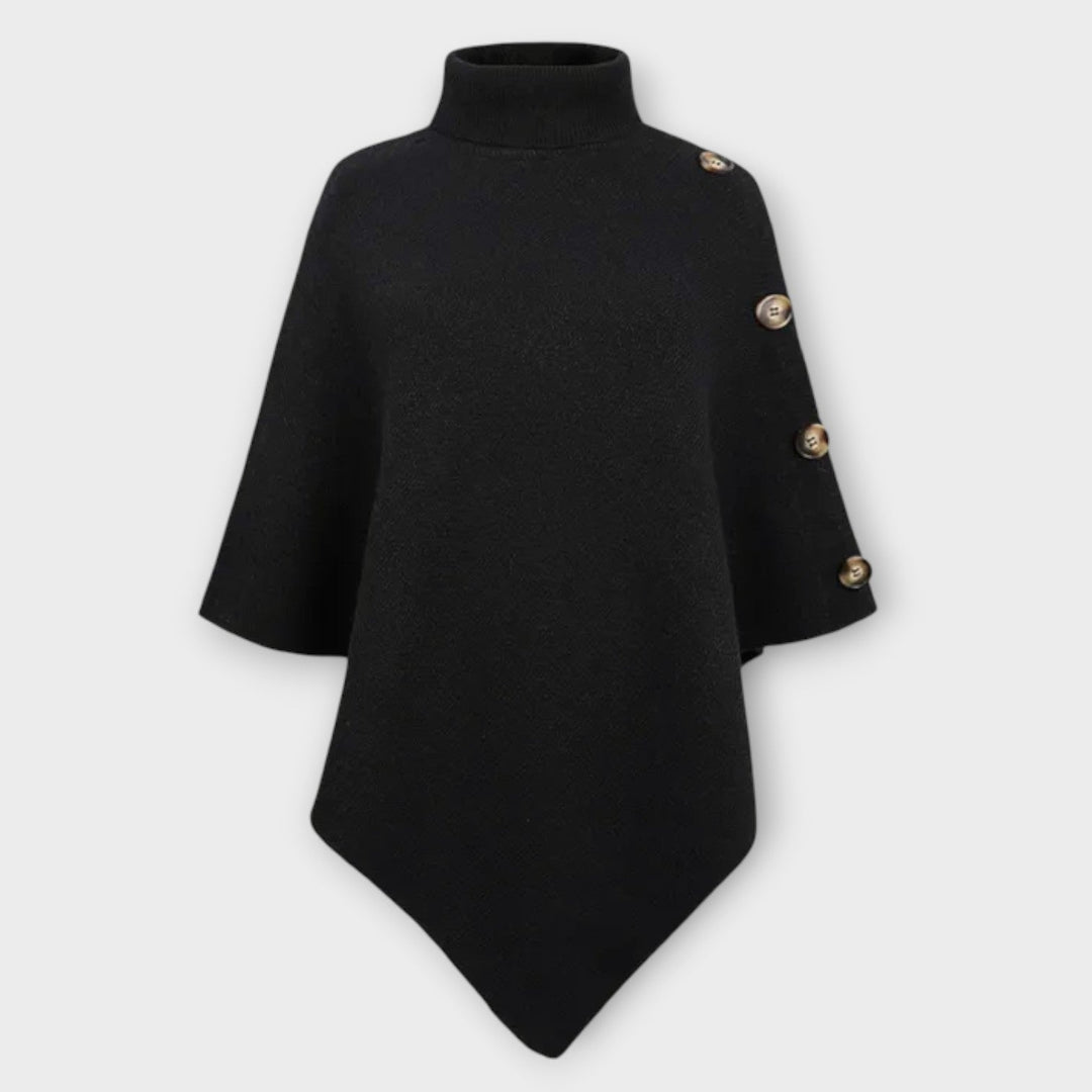 Garance | Poncho en Maille Col Roulé Femme Ourlet Asymétrique