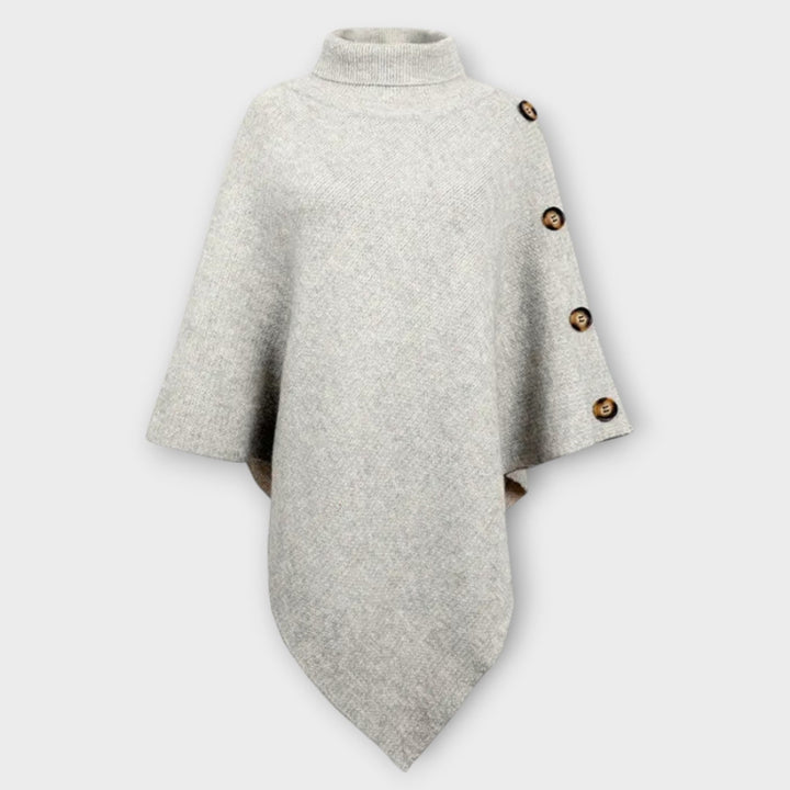 Garance | Poncho en Maille Col Roulé Femme Ourlet Asymétrique