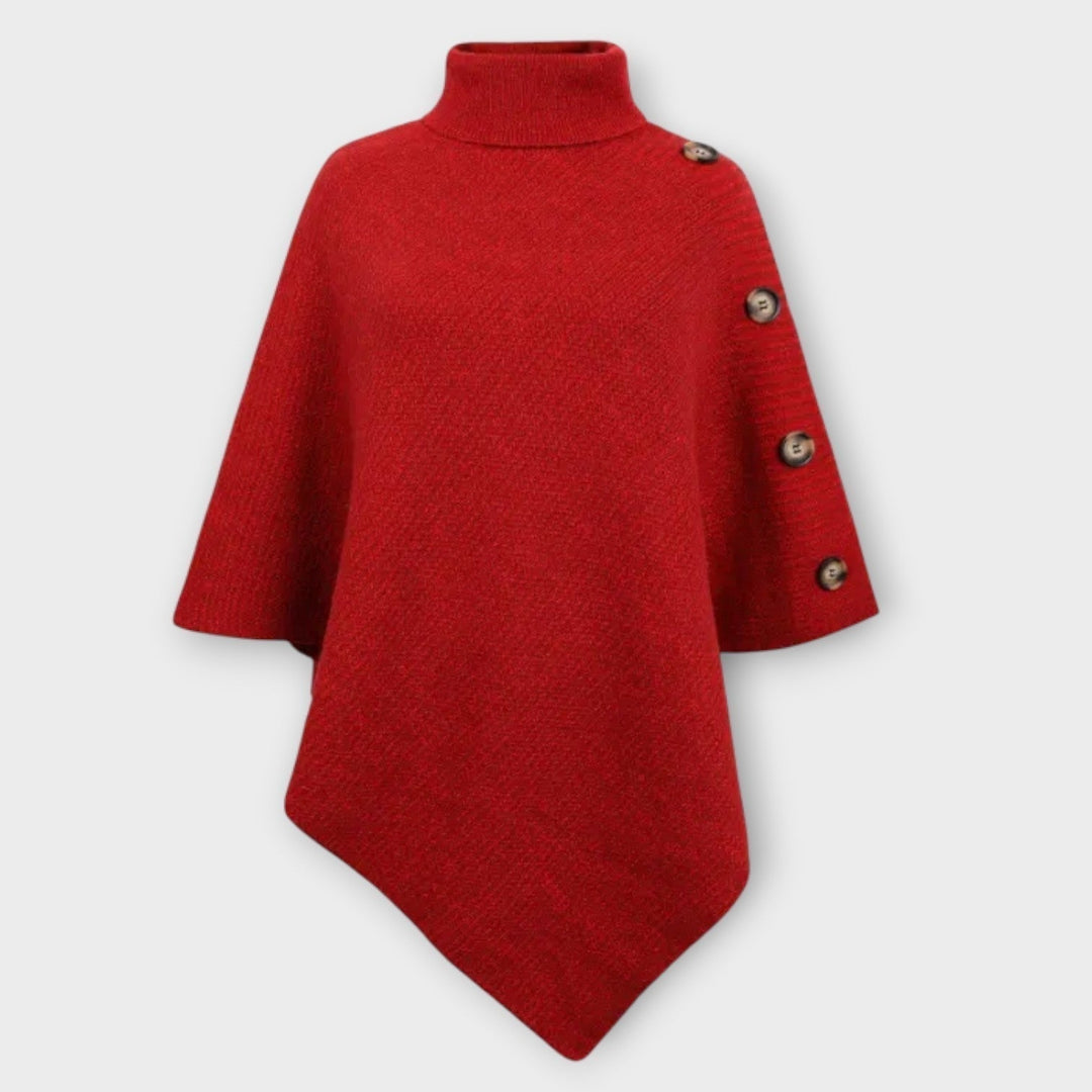 Garance | Poncho en Maille Col Roulé Femme Ourlet Asymétrique