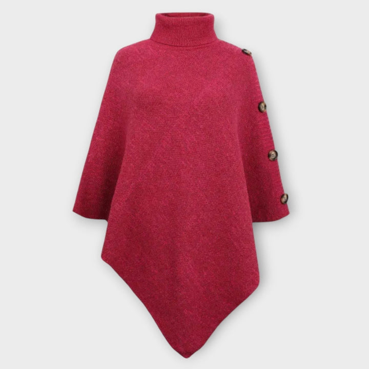 Garance | Poncho en Maille Col Roulé Femme Ourlet Asymétrique