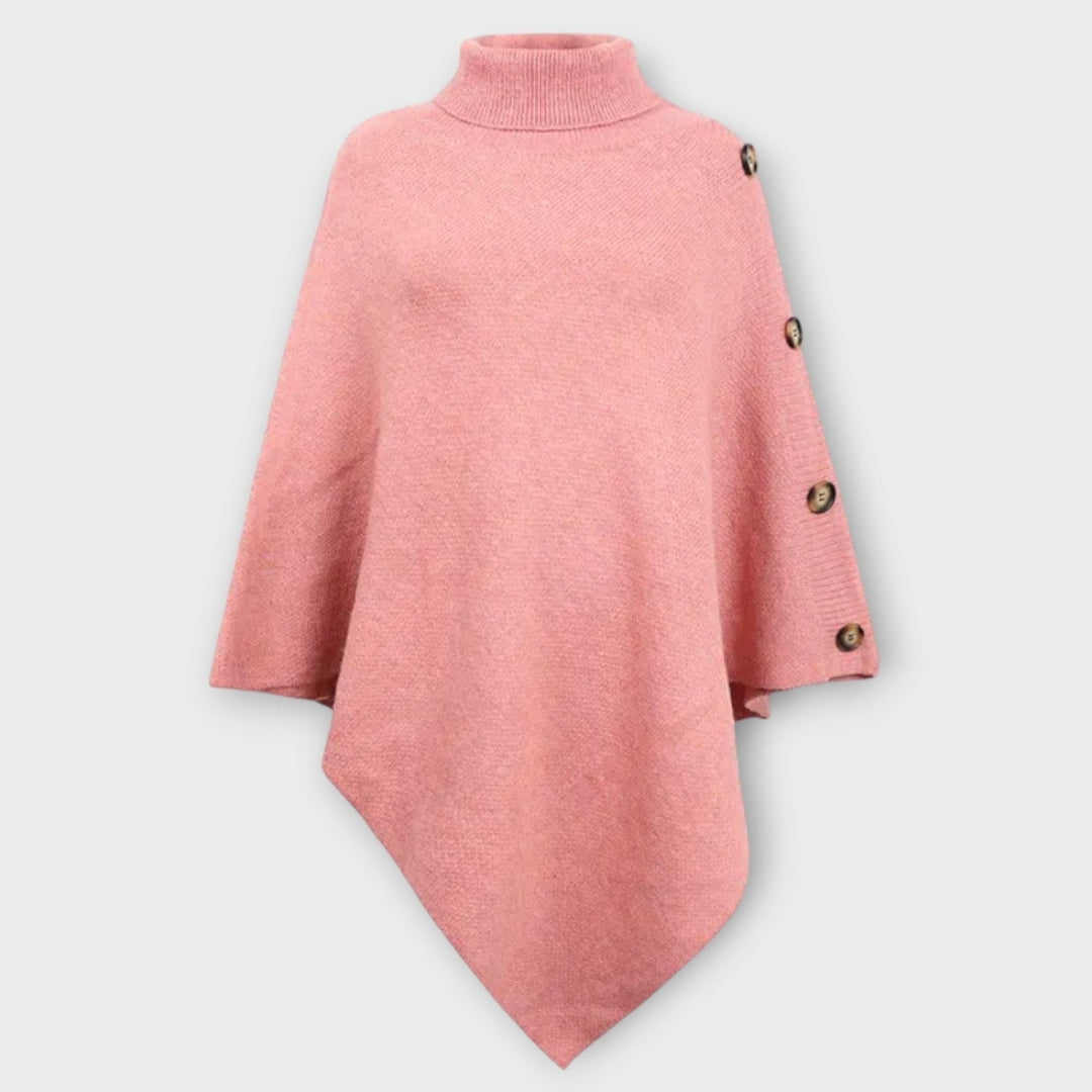 Garance | Poncho en Maille Col Roulé Femme Ourlet Asymétrique