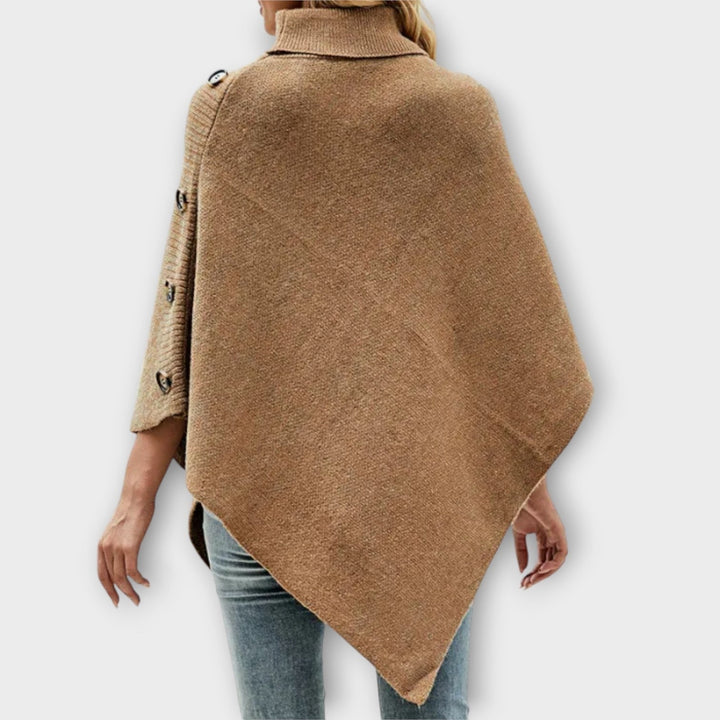 Garance | Poncho en Maille Col Roulé Femme Ourlet Asymétrique