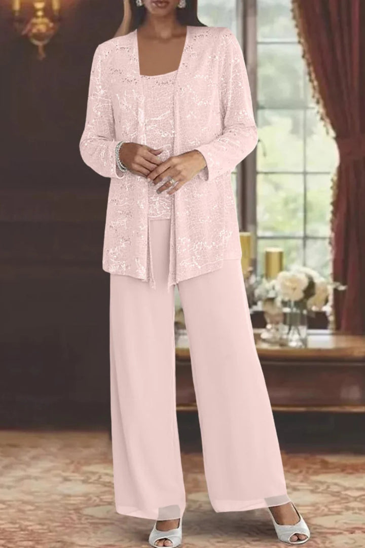 Garance | Veste Habillée Femme Longue Pailletée Ensemble Trois Pièces