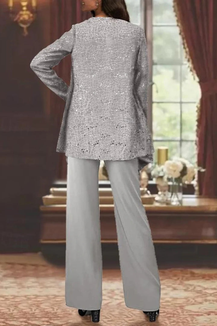 Garance | Veste Habillée Femme Longue Pailletée Ensemble Trois Pièces