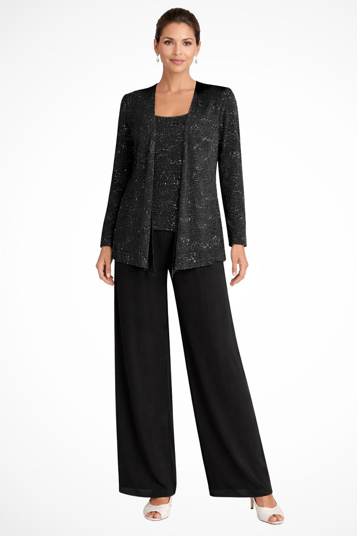 Garance | Veste Habillée Femme Longue Pailletée Ensemble Trois Pièces